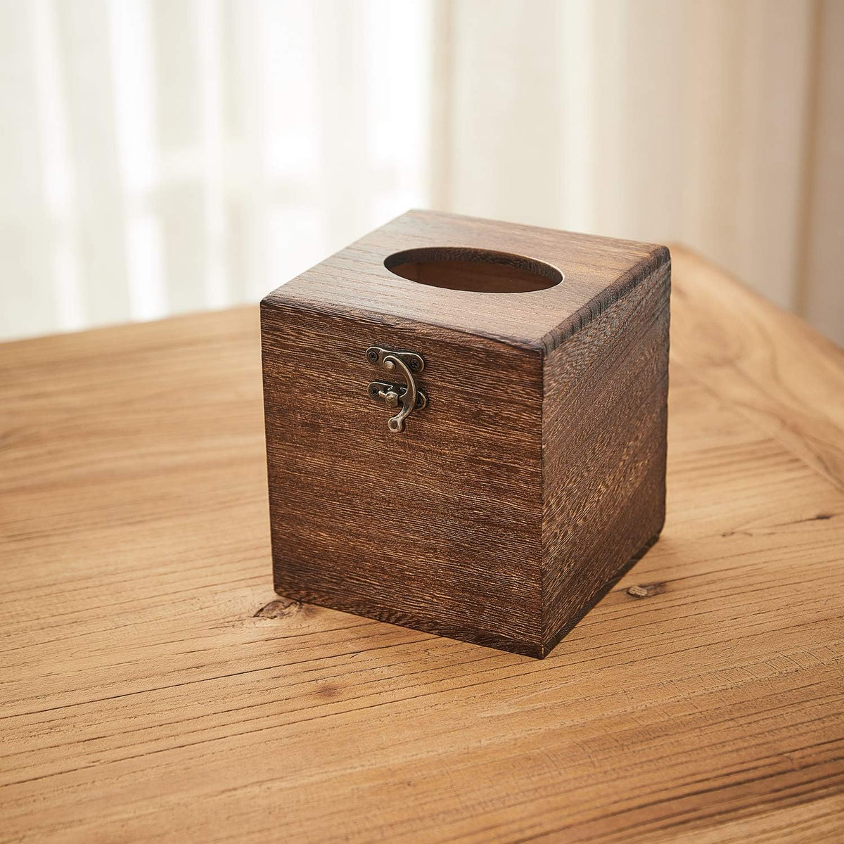 Wood Tissue Box Cover Decorative Square Facial Tissue Holder Napkin for Bathroom and Home Decoration