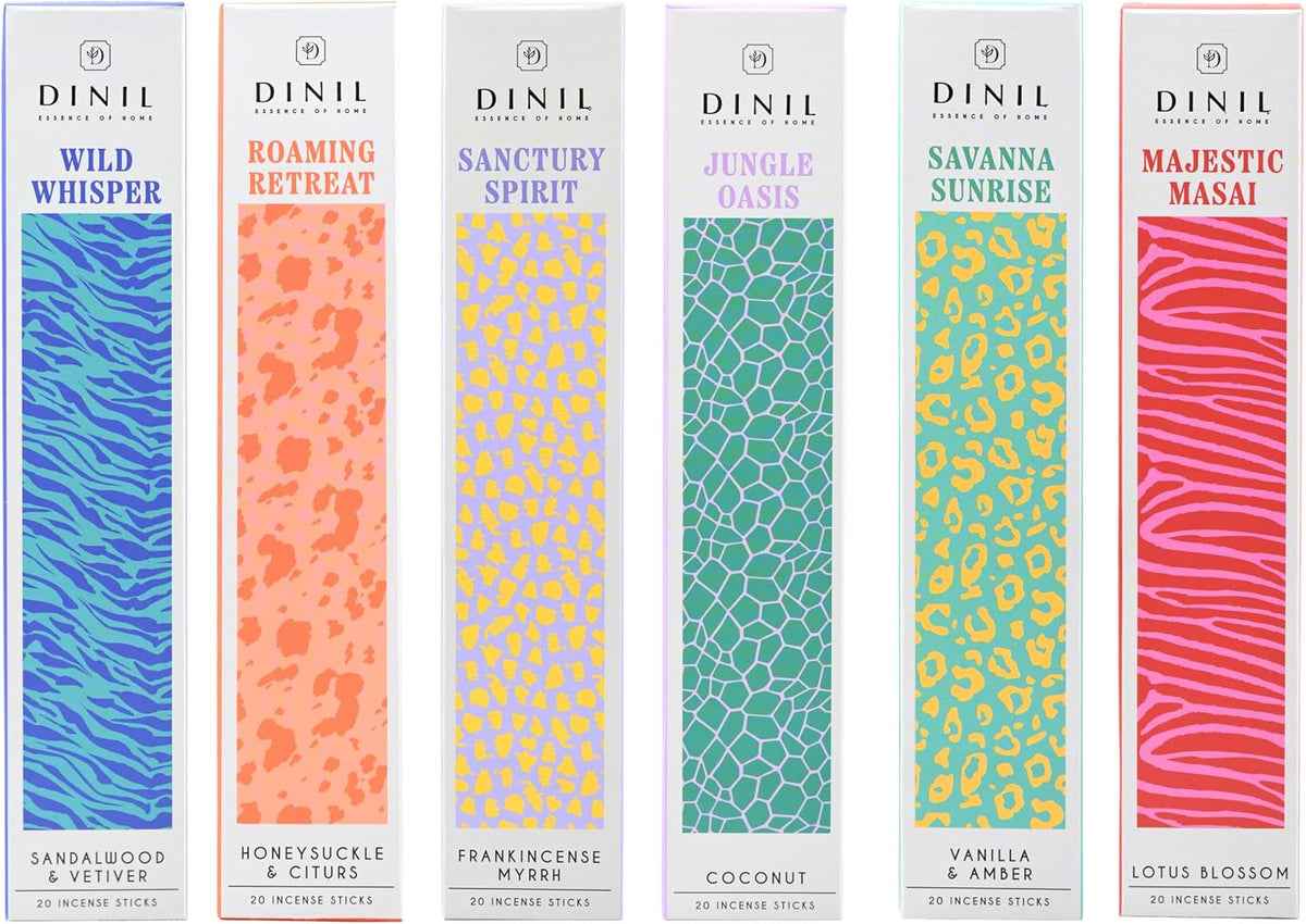 Dinil Wilderness Wonders Incense Sticks Gift Set, 6 Nature-Inspired Scents