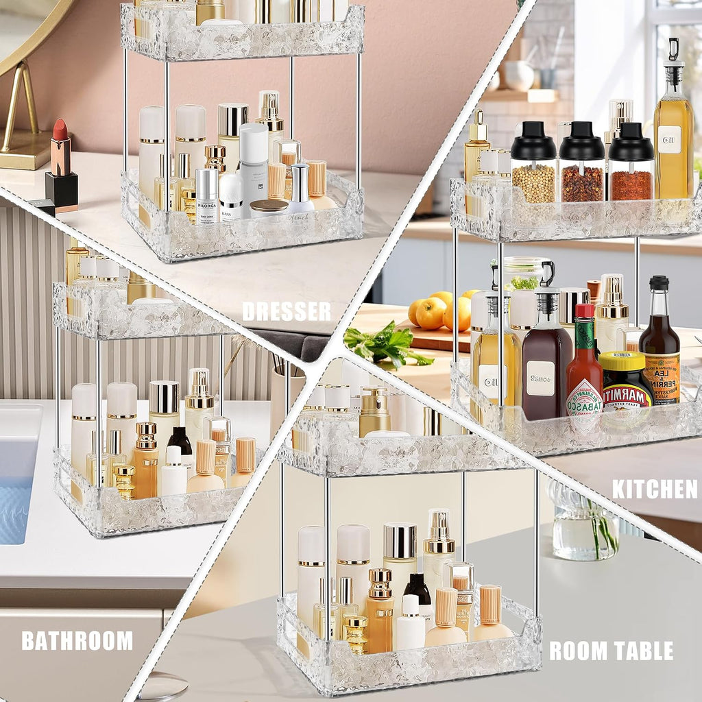 2-Tier Bathroom Counter Organizer Countertop Storage-Clear