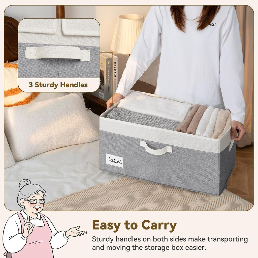 GRANNY SAYS Extra Large Storage Bins with Lids, Closet Bins, Gray & White
