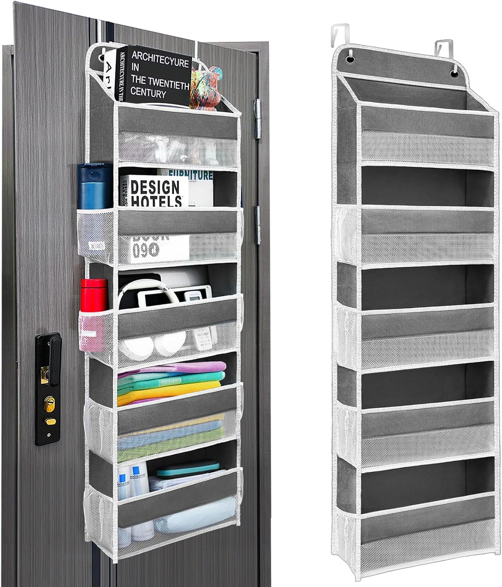 Over the Door Organizer for Bathroom, Bedroom, Pantry, 5 Shelves Dark Grey