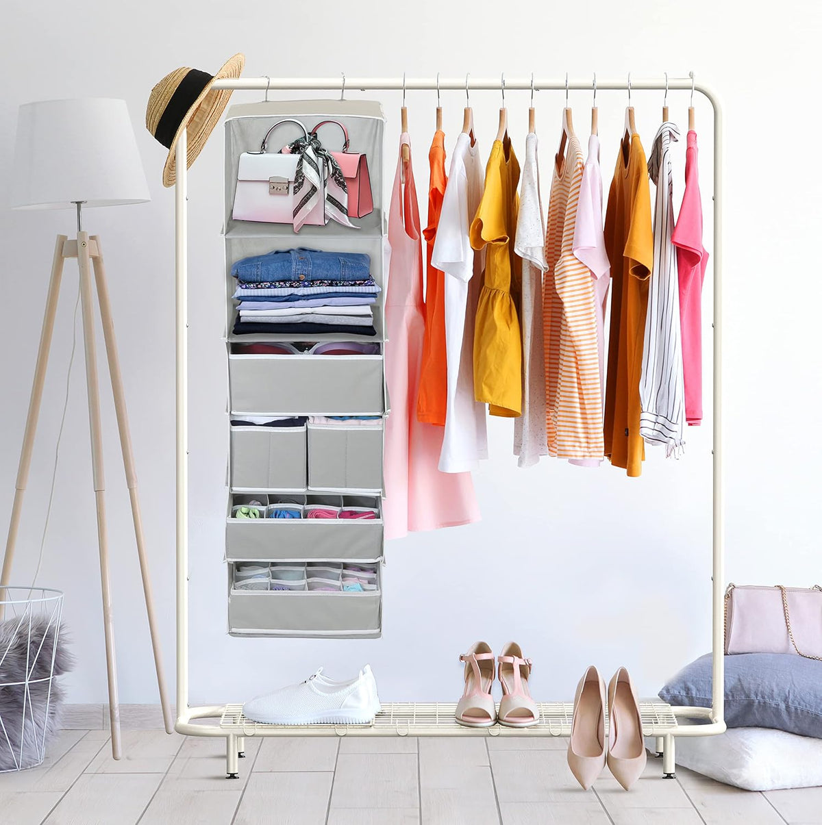 Simple Houseware 6 Shelf Hanging Closet Organizer with 5 Drawers Storage