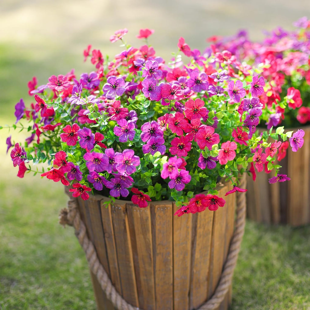 Artificial Flowers for Outdoors (12, Purple Hot Pink)