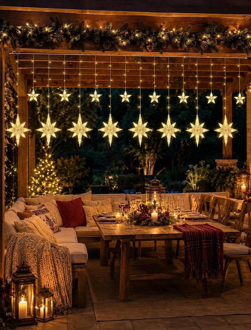 126 LED Star Icicle Lights,7.8ft Window Curtain Lights Plug in
