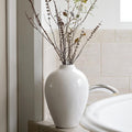 Willowy 10 Inch Elegant Glossy Porcelain Vase - White Ceramic Vase, Large Ceramic for Vases Home Decor, Tall White Decorative Vases for Pampas Grass