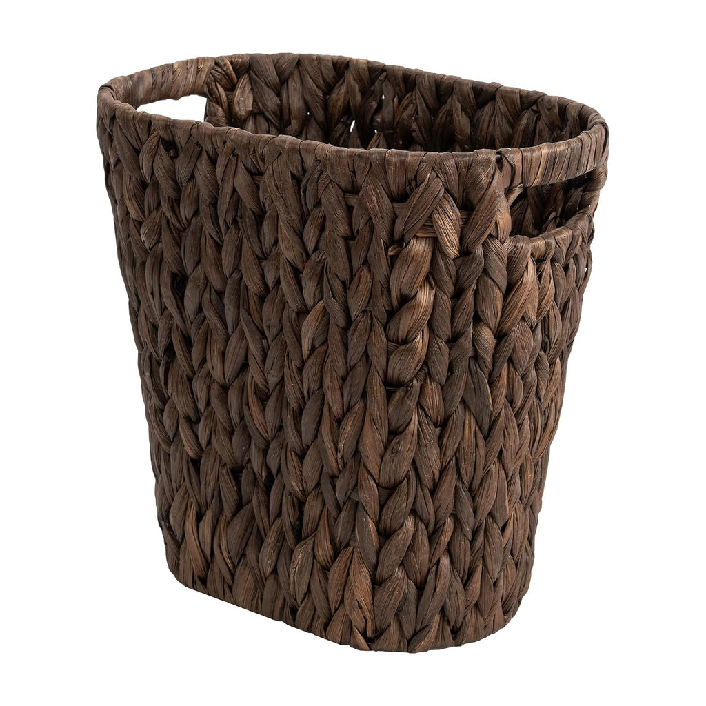 StorageWorks Wicker Trash Can, Wicker Waste Basket for Bathroom, Brown