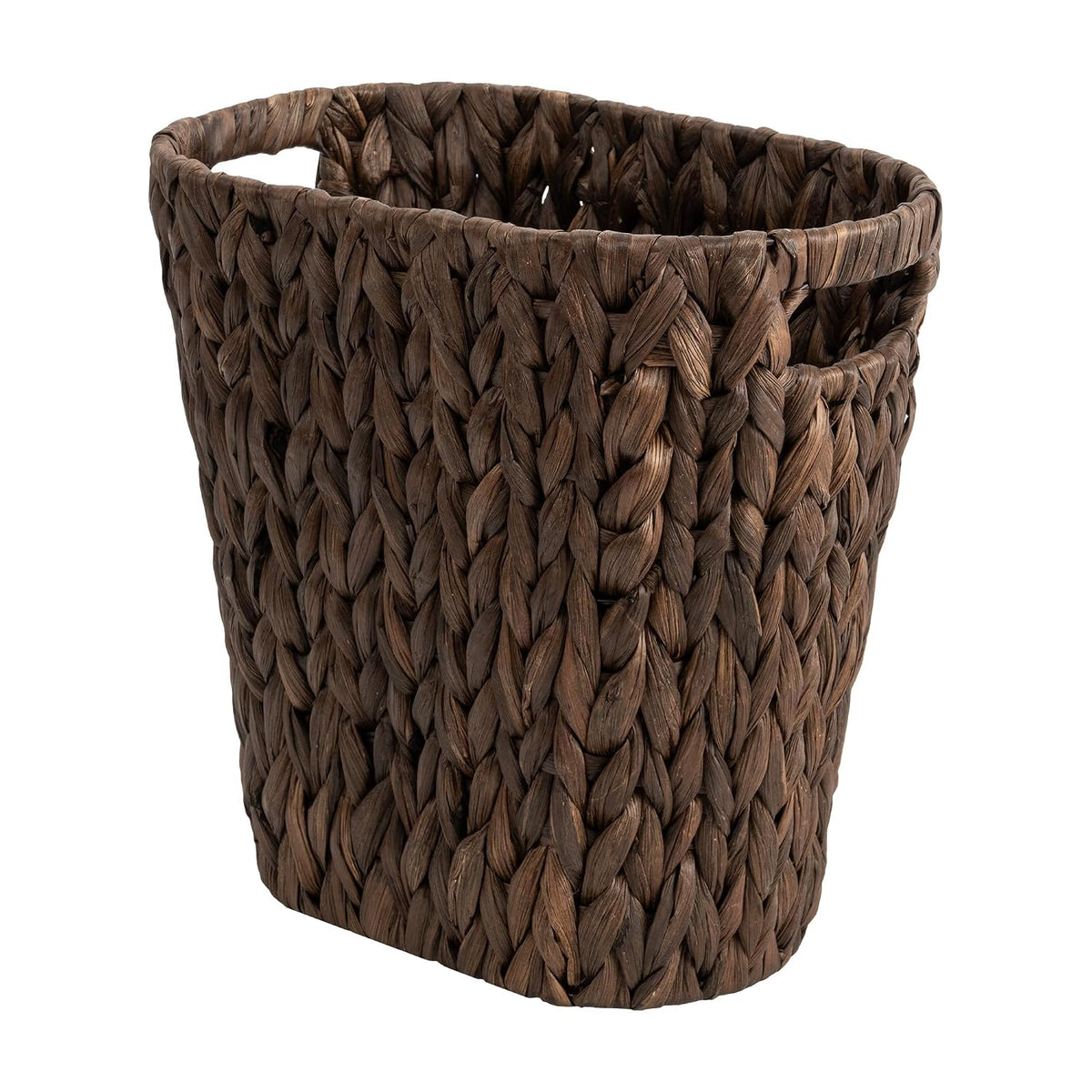StorageWorks Wicker Trash Can, Wicker Waste Basket for Bathroom, Brown