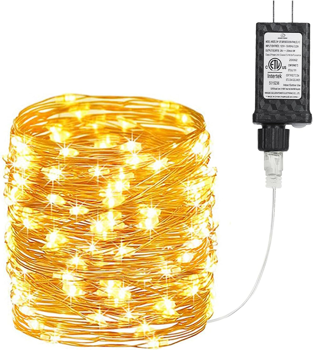 Joomer Fairy String Lights 33FT 100LED Plug in Lights Indoor, Warm White