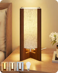Small Bedside Lamp, 13.4" Modern Wood Table Lamp with LED Bulb