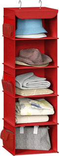 Simple Houseware 5 Shelf Hanging Closet Organizer, Red