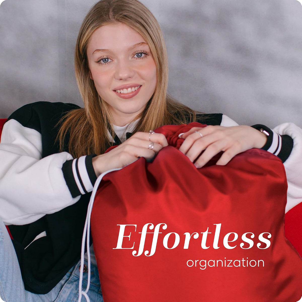 Handy Laundry Extra Large Heavy Duty Laundry Bag – Durable Nylon, Locking Drawstring, Machine Washable, Fits Hamper or Basket, Travel & Dorm Essentials, Holds Up to 3 Loads (Red)
