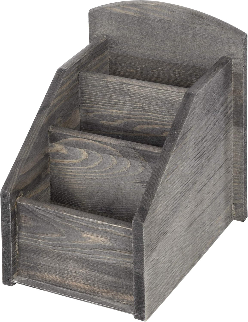 MyGift Rustic Gray Wood Remote Control Holder, 3 Compartment Caddy