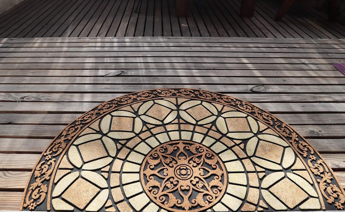 CHICHIC Entrance Door Mat Large 24 x 36 Inch Entry Way Doormat Front Door Rugs Outdoors Heavy Duty Welcome Mat Non Slip Rubber Back Low Profile for Garage, Patio, High Traffic Area, Semicircle