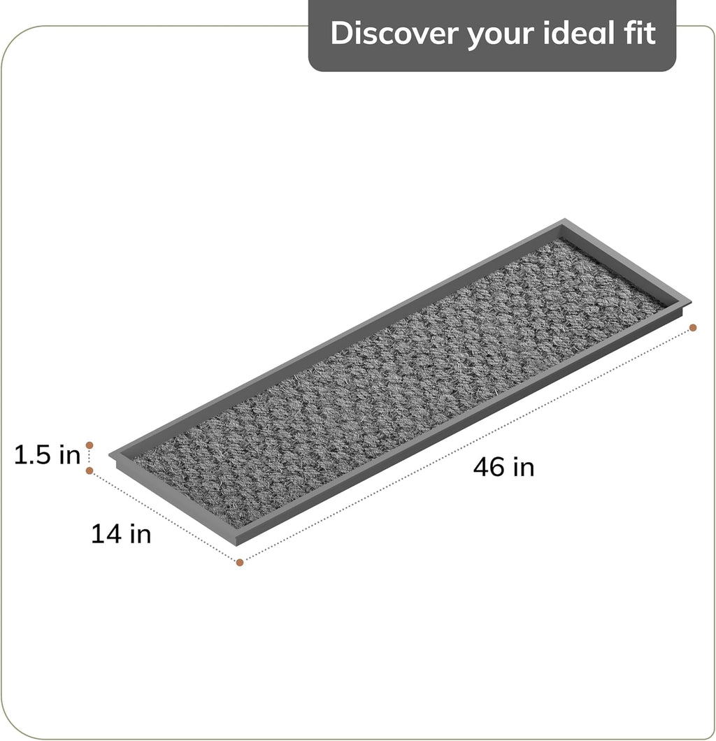 Anji Mountain Heavy Duty Waterproof Rubber Shoe Storage Mat Organizer/Boot Storage Multi Use for Entryway with Coir, Tan and Khaki Insert, Fits 4 Pair (46.5" Wide)