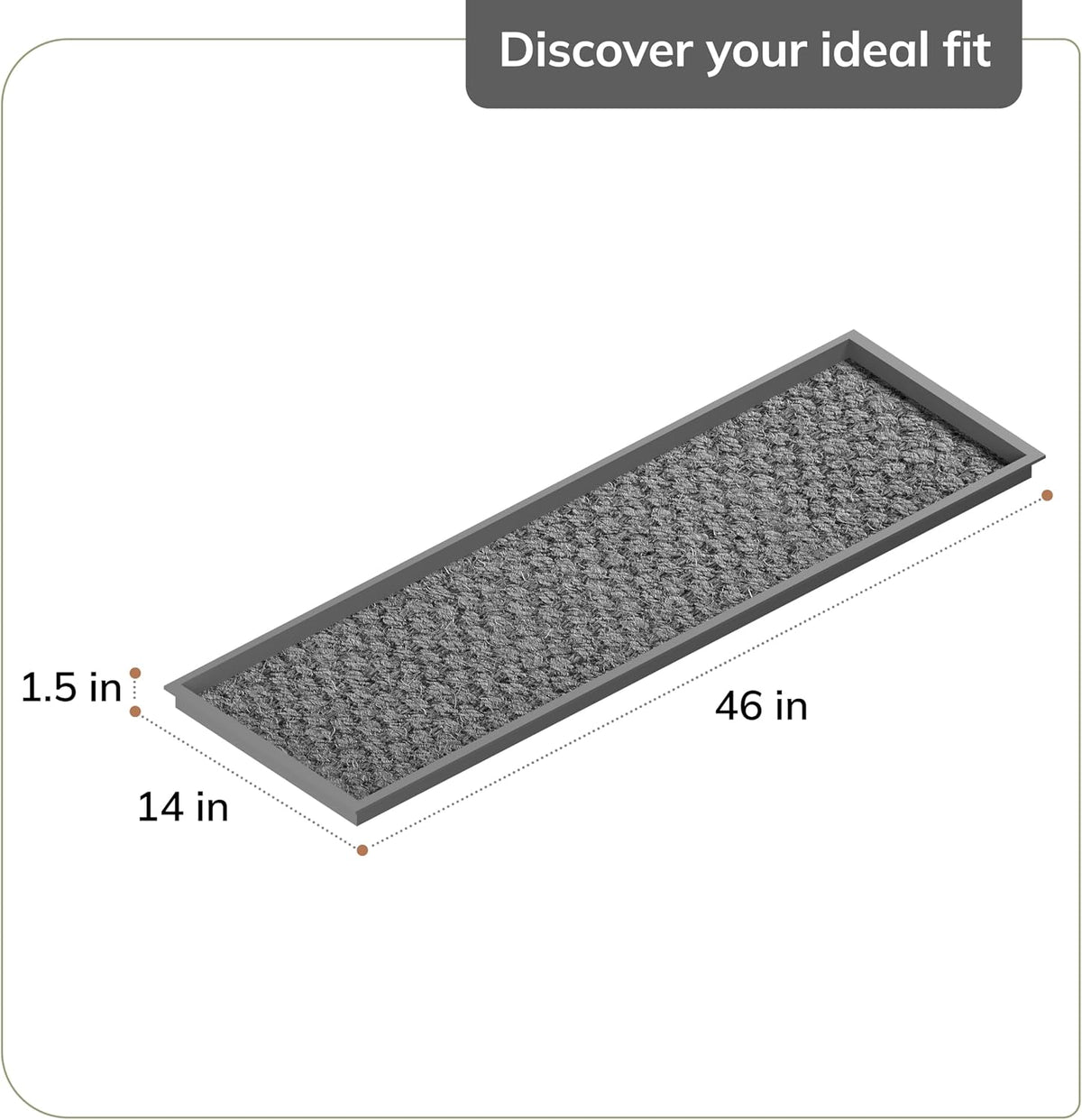 Anji Mountain Heavy Duty Waterproof Rubber Shoe Storage Mat Organizer/Boot Storage Multi Use for Entryway with Coir, Tan and Khaki Insert, Fits 4 Pair (46.5" Wide)