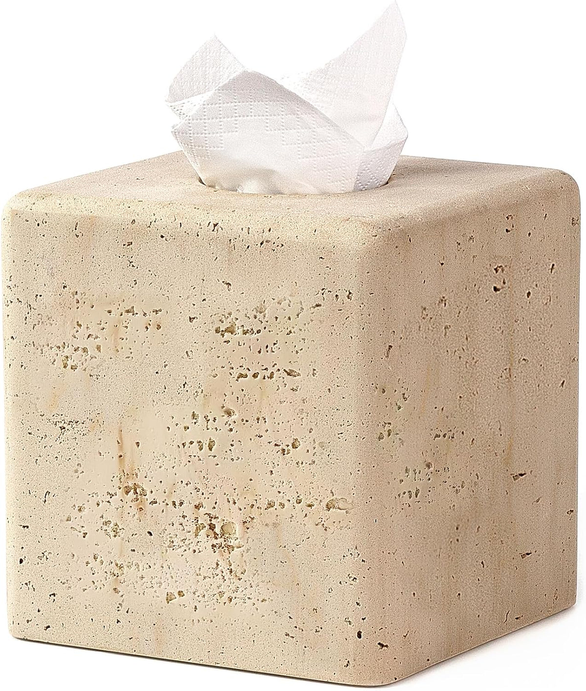 YMXYJM Resin Tissue Box Cover, Travertine Look, Square Holder