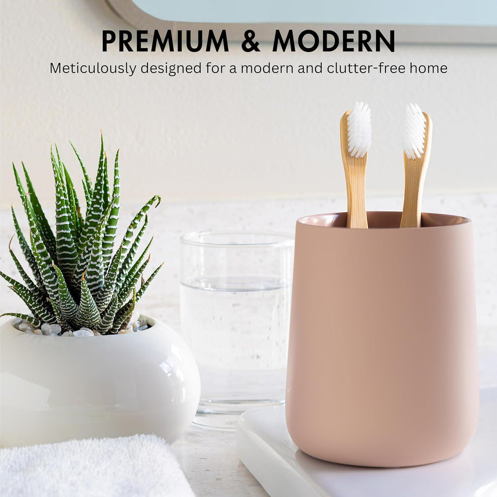 Yew Design Matte Pink Bathroom Toothbrush Holder Cup - Round