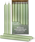 Hyoola 10 Inch Dinner Candles - 12 Pack - Light Green Tall Unscented Rustic Long Burning Candle Sticks