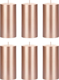 Mega Candles 6 pcs Unscented Solid Rose Gold Pillar Candles, Hand Poured Premium Wax Candle 3 Inch x 6 Inch, Home Décor, Spas, Weddings, Occasions, Party, Centerpieces, Holidays, Vigils, Prayers
