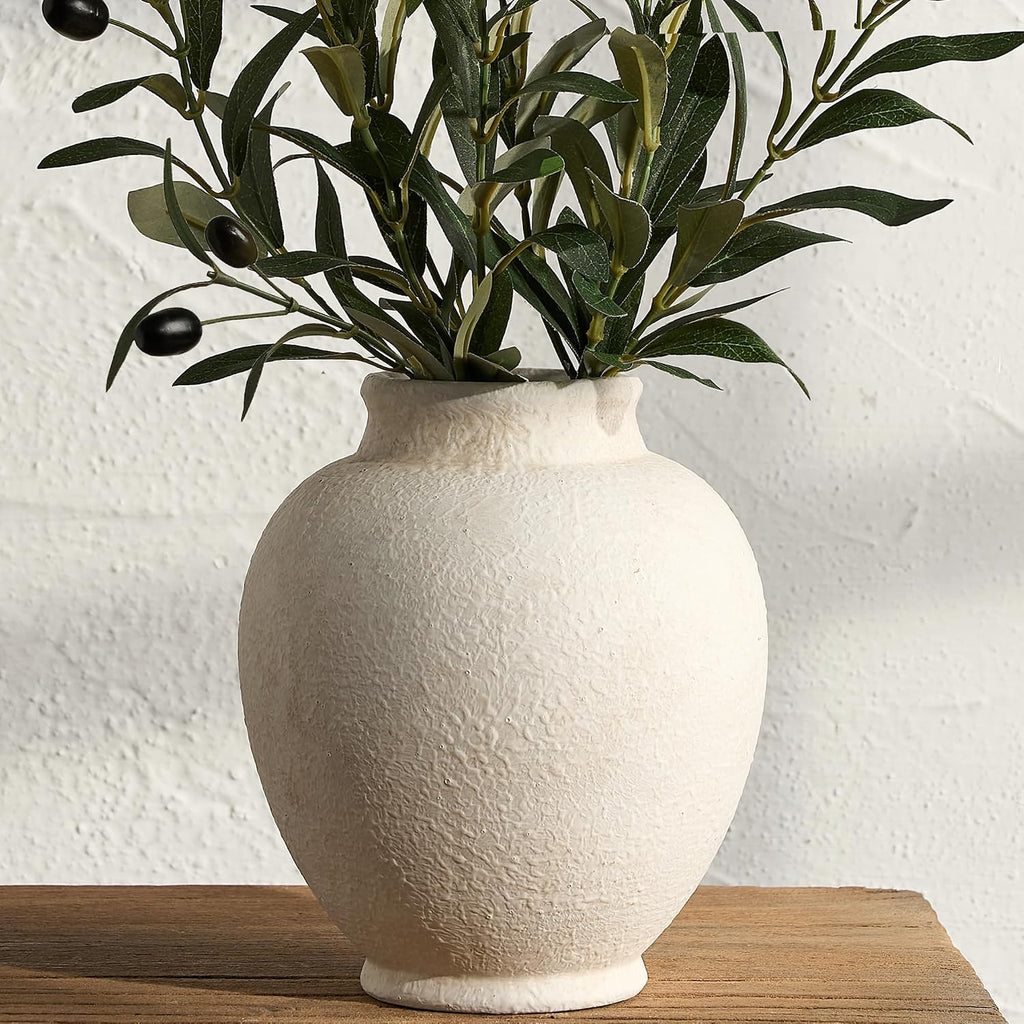 Ceramic Flower Vase, Flower Vase Rustic Farmhouse Decorative Vase Floral Pottery Vases for Home Decor Table Living Room Entryway Mantel Bookshelf Bedroom Bathroom Kitchen - 7.4" W