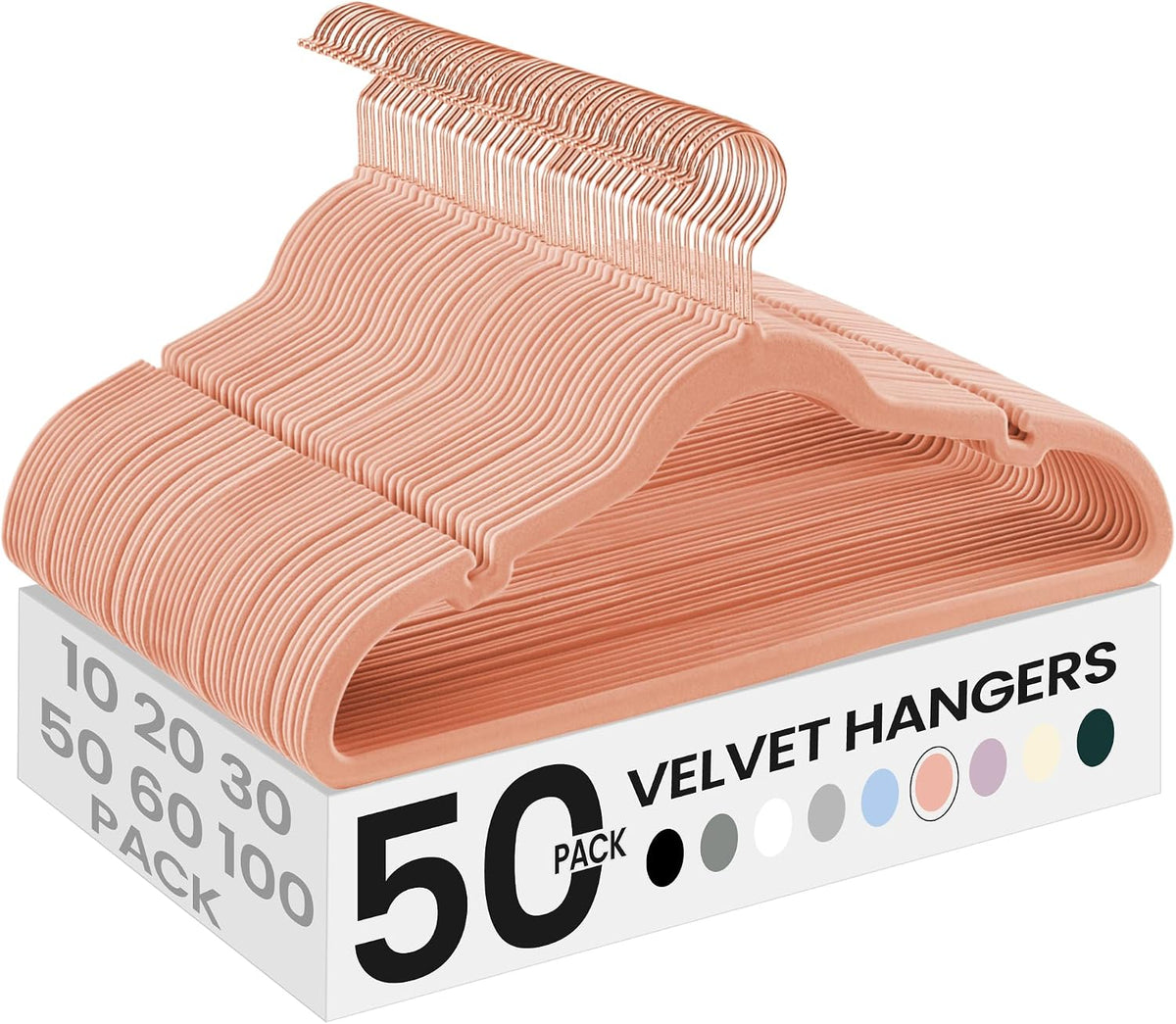 SONGMICS Velvet Hangers 50 Pack, Non-Slip Clothes Hangers, Coral Pink