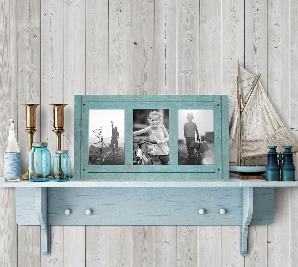 Americanflat 4x6 Collage Picture Frame - Rustic Turquoise Blue