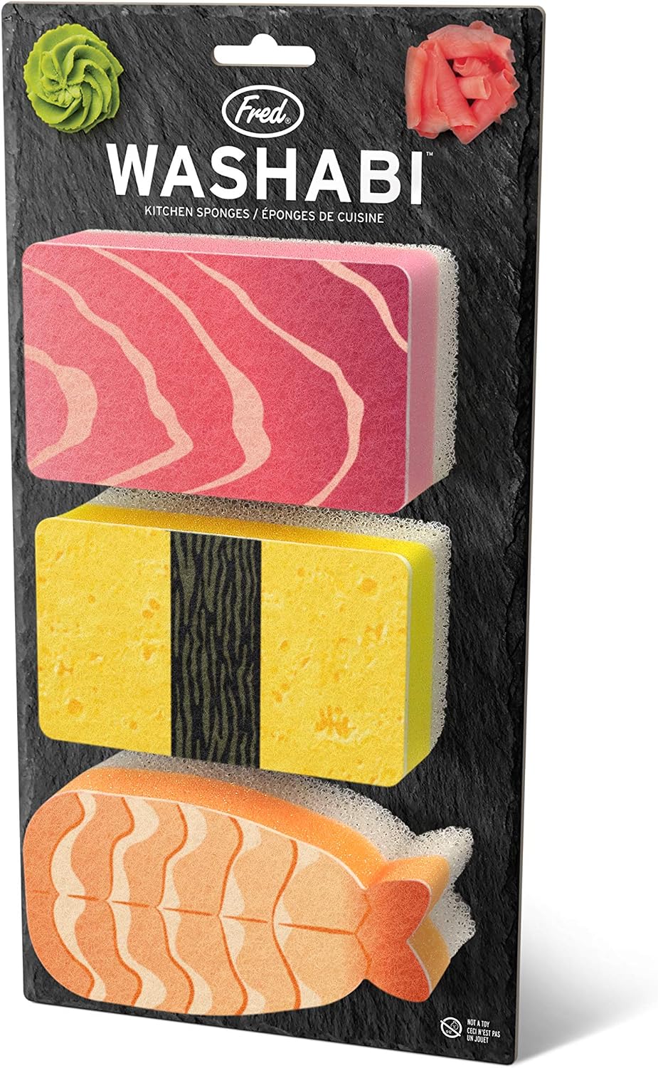 Genuine Fred WASHABI Sponges, Set of 3, Sushi Assortment