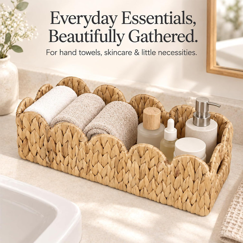 Toilet Paper Storage Basket, Scalloped Back of Toilet Basket