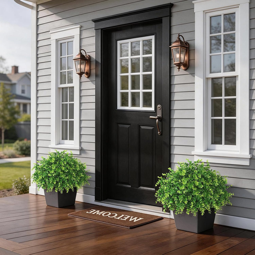 2Set Lifelike Touch Fake Eucalyptus Topiary Ball Trees for Porch(Green)