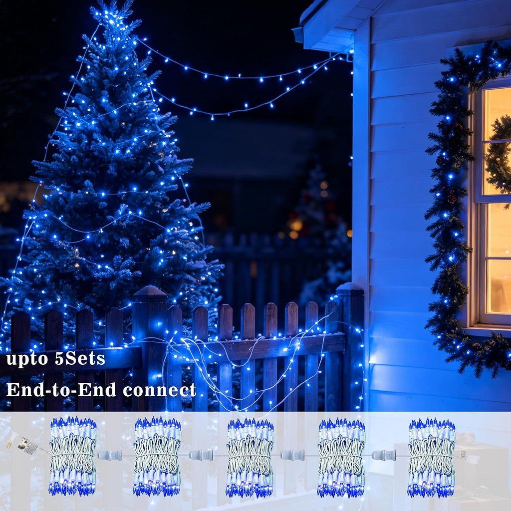 TW SHINE Christmas String Lights, 20FT 100 Count Incandescent White Wire Christmas Mini Lights, Waterproof Xmas String Lights for Outdoor Indoor Home Party Yard Decorations, Blue