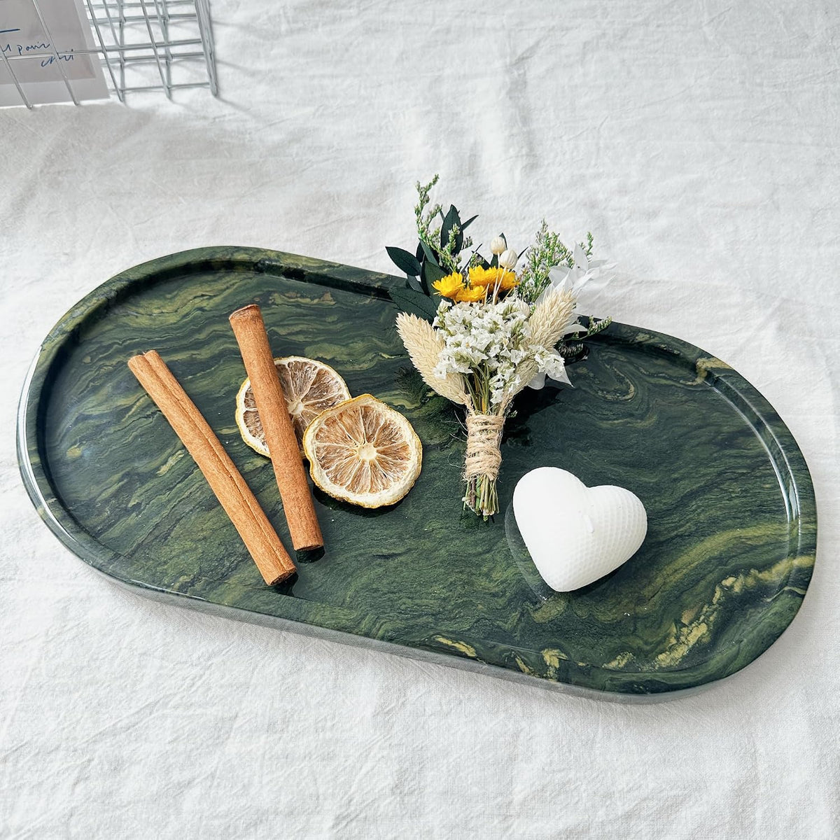 Genuine Real Natural Marble Vanity Tray for Bathroom, Dresser, Home Decor