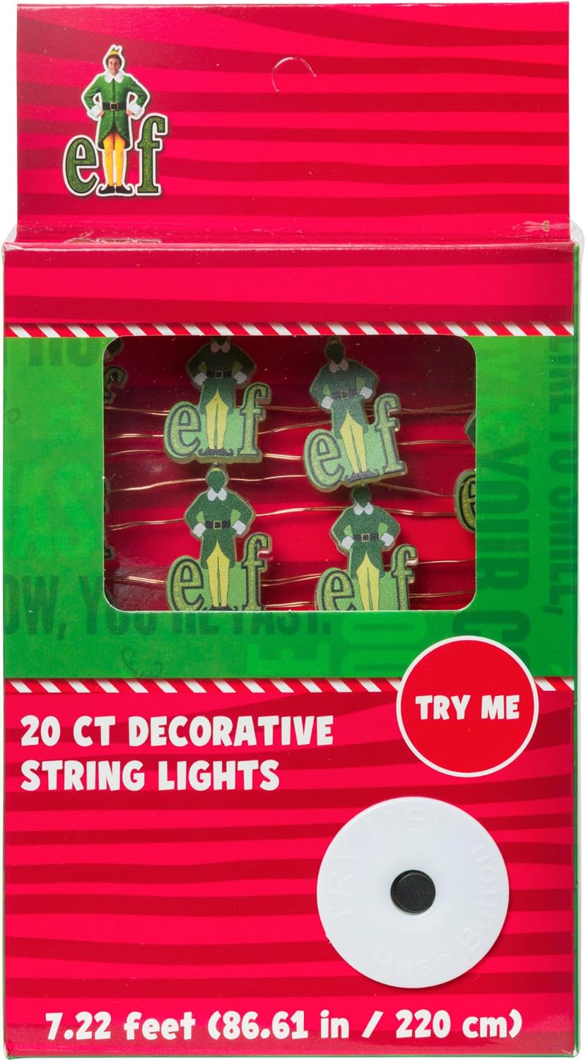 Silver Buffalo Elf Buddy Logo Boxed, String Lights, 7ft