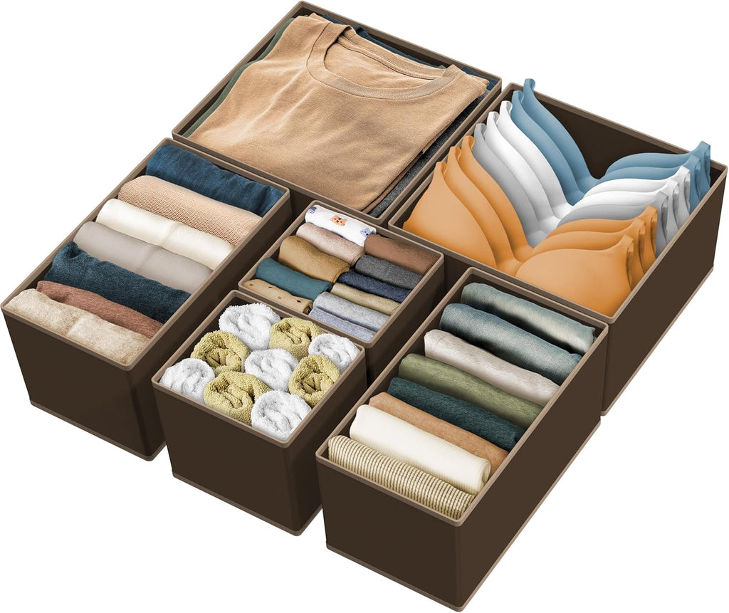 Simple Houseware Underwear Drawer Organizer, Set of 6, Brown