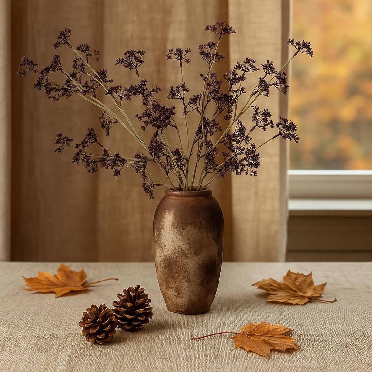 Suncalla 6 Pcs Faux Dusty Plum Berry Stem Fall Decor, Plum, 22 Inch