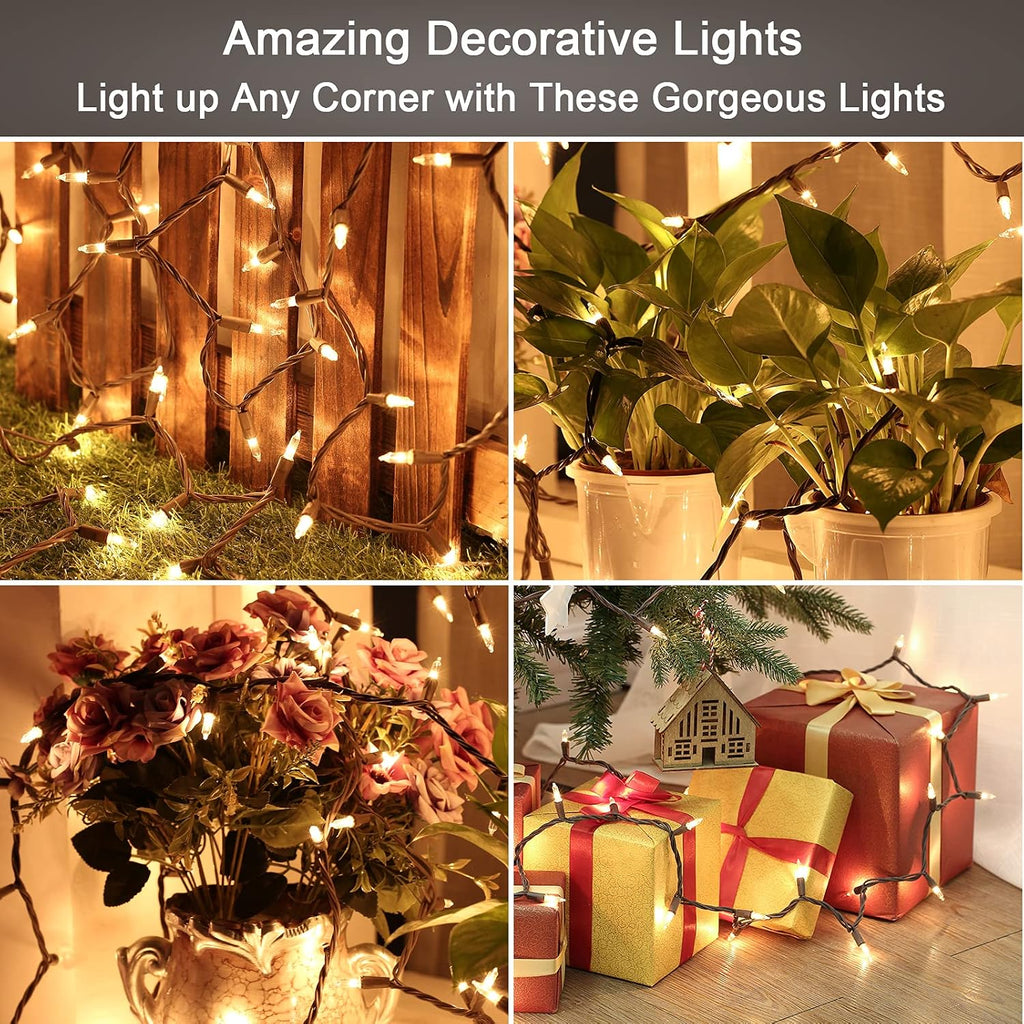 BrizLabs Christmas Lights, 300 Count Warm White Incandescent Light 69.6 ft