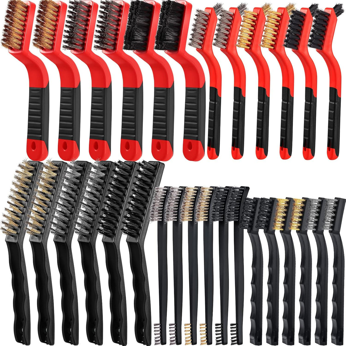 Sumind 60 Pcs Wire Cleaning Brush Set, Metal Brush with Curved Handle