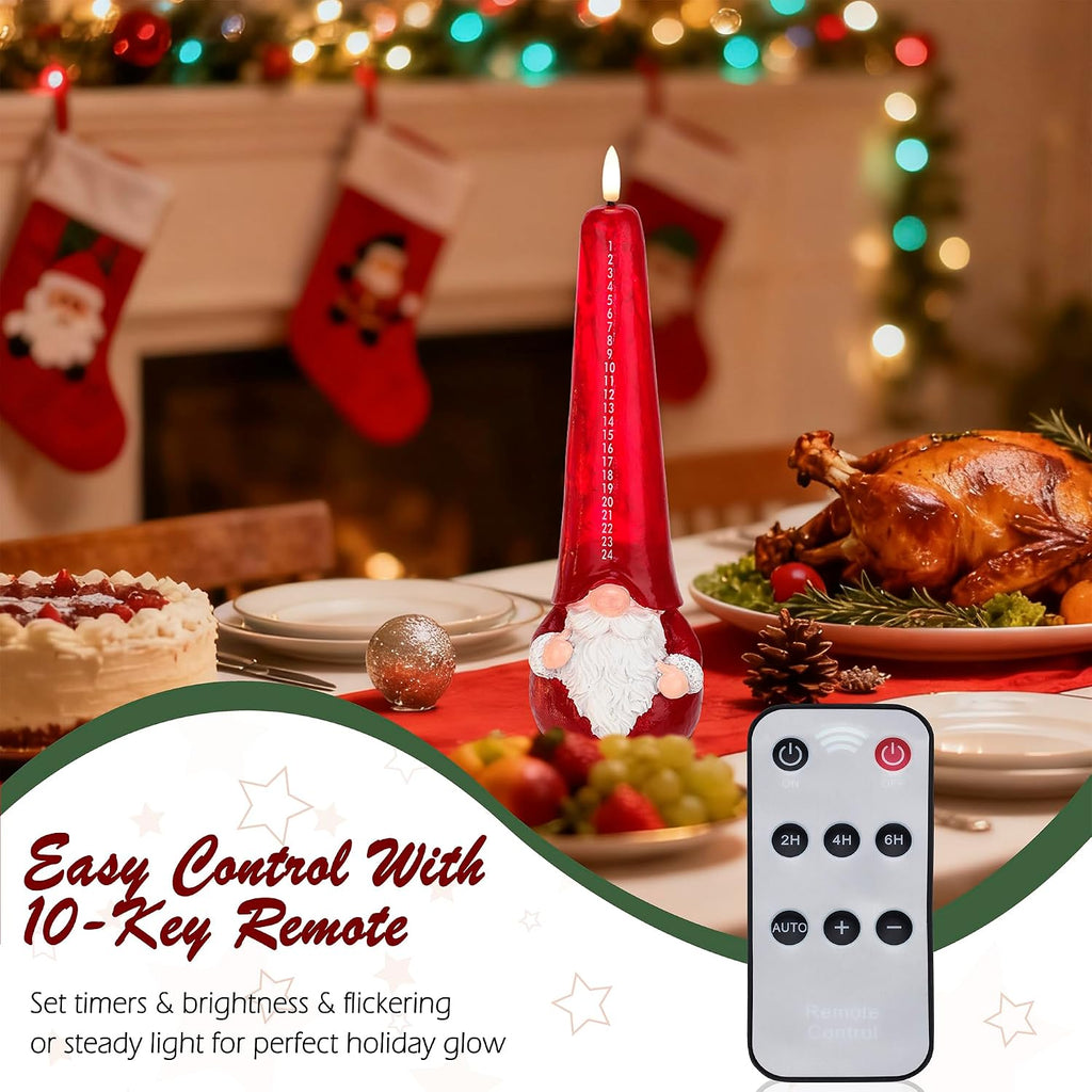 Christmas Flameless Candles with Remote, Santa Claus Countdown Candles