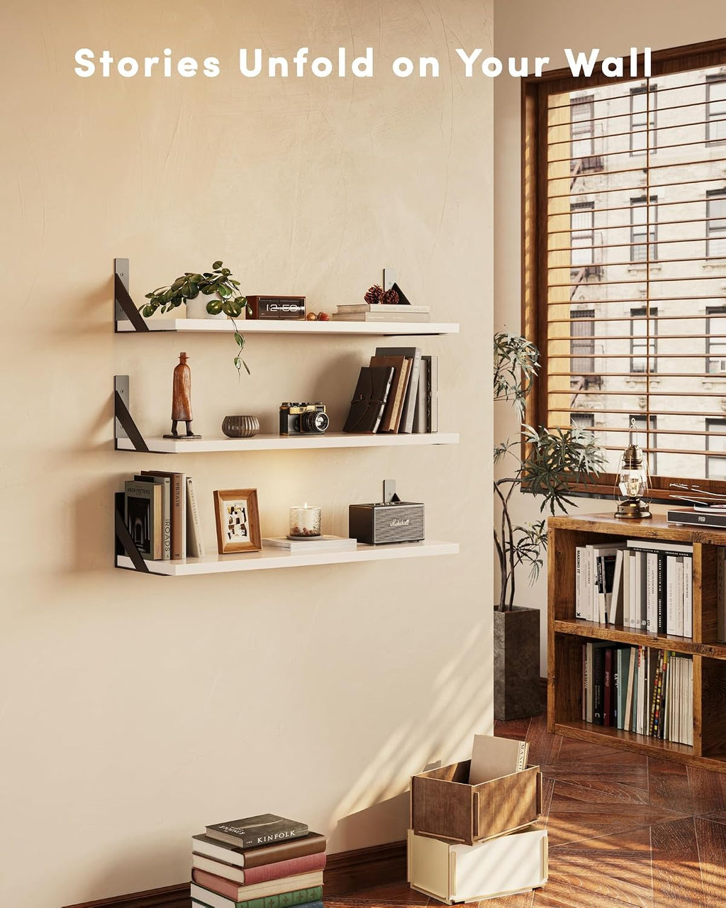 Floating Shelves for Wall, Wall Mount Book Shelf, Hanging Shelves, Wall Bookshelf for Bedroom, Office, Living Room