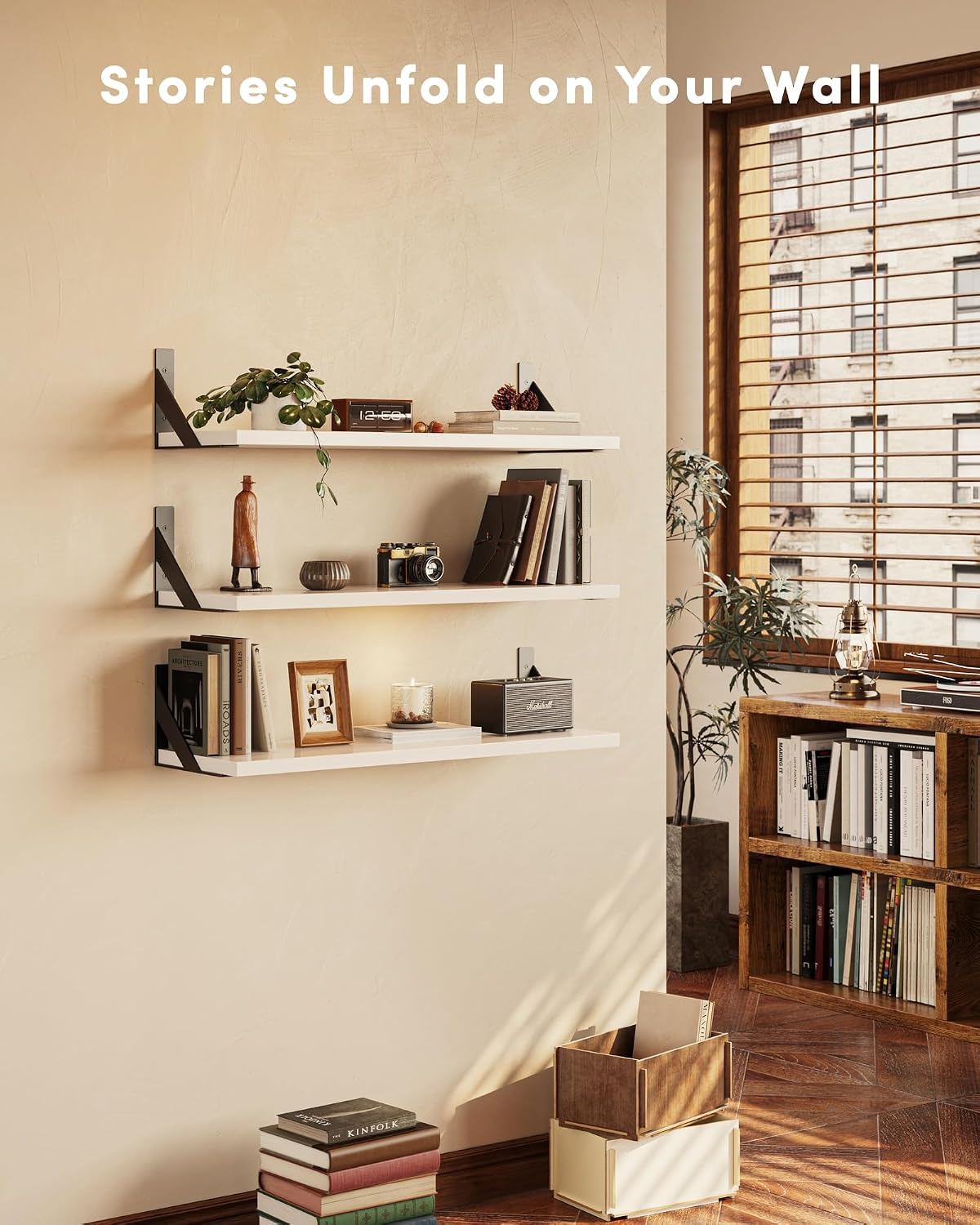 Floating Shelves for Wall, Wall Mount Book Shelf, Hanging Shelves, Wall Bookshelf for Bedroom, Office, Living Room