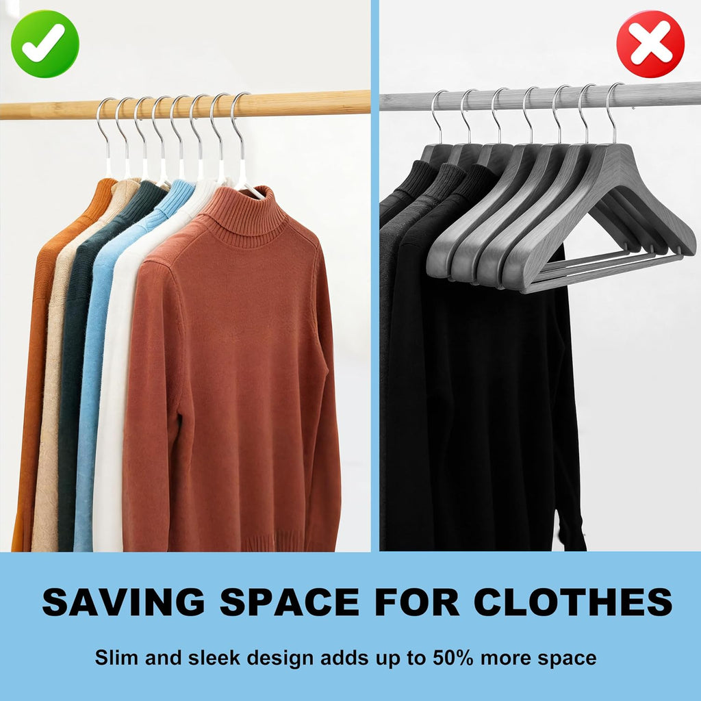Quality Non-Slip Metal Hangers 50 Pack - Slim Space Saving for Closet