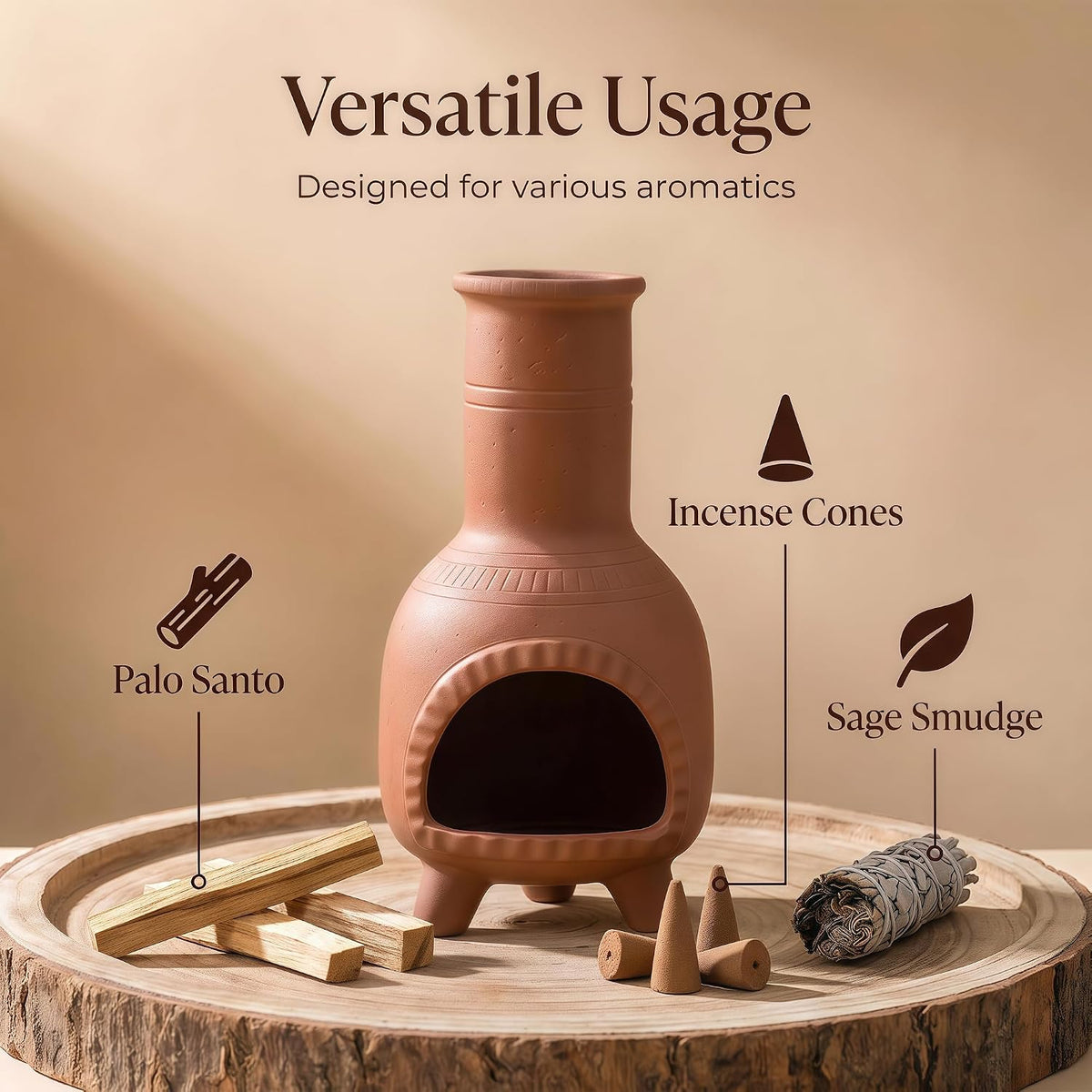 Terracotta Palo Santo Holder - Mexican Style Incense Burner