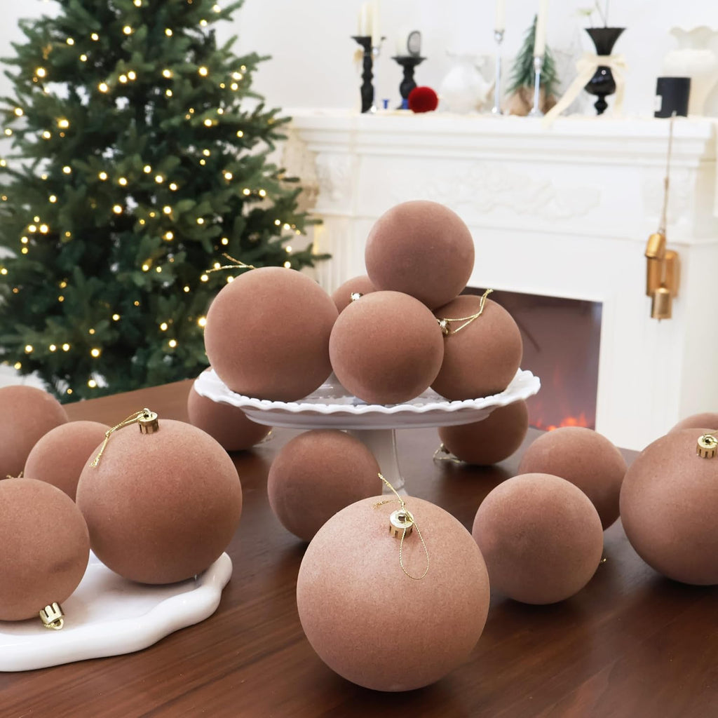 18PCS Velvet Ornaments for Christmas Tree,3.15IN Christmas Ornaments Set