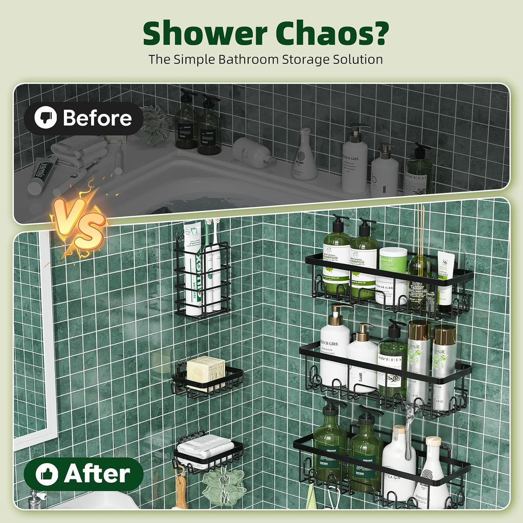Simple Trending 6-Pack Shower Caddy Adhesive with Large Capacity