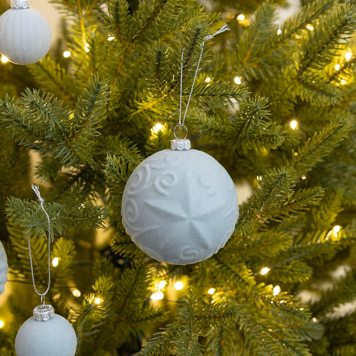 36Pcs Velvet Shatterproof Christmas ball Ornaments Set (Blue)