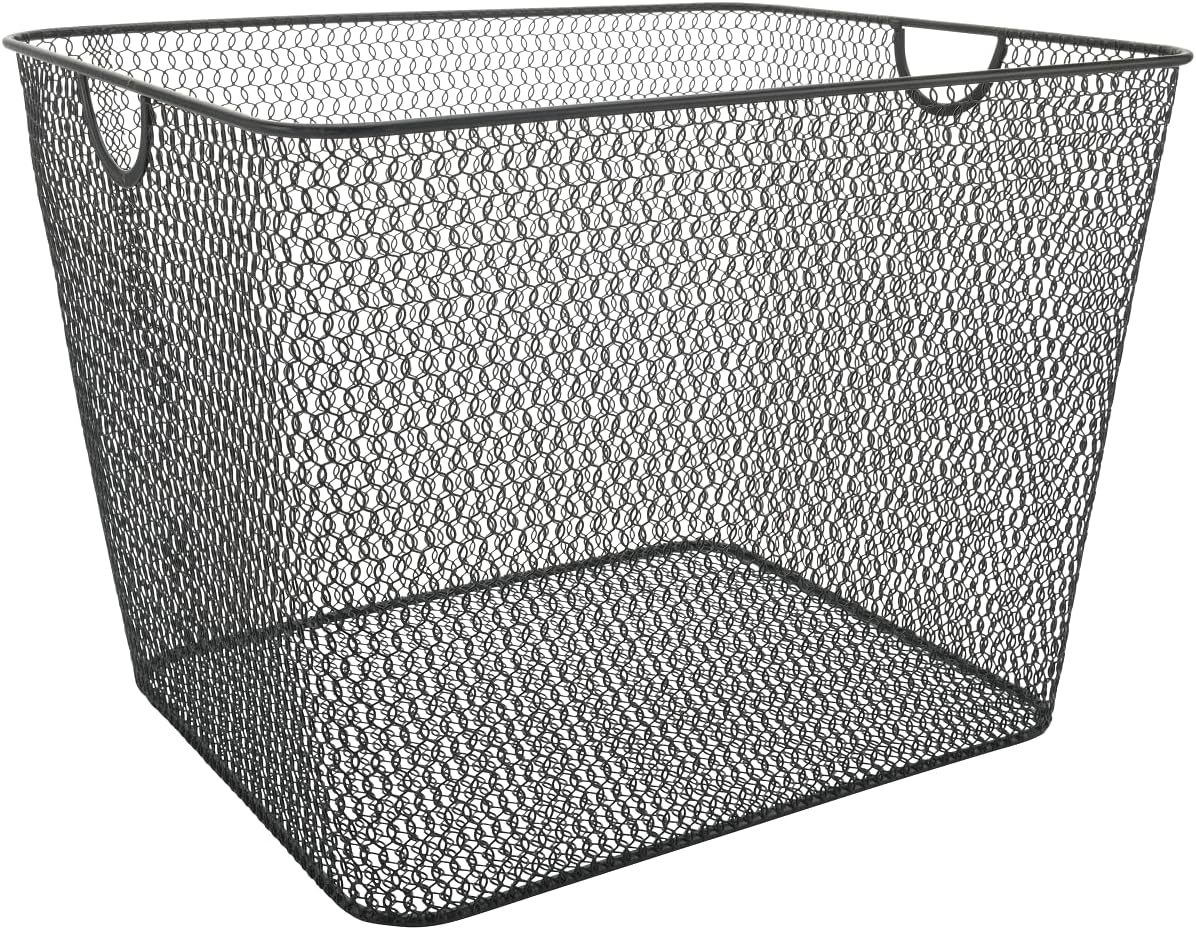 YBM Home Wire Mesh Kitchen Storage Basket Organizer for Organizing Household Pantry and Kitchen Cabinets - Multipurpose Wire Storage Baskets for Home, Dorm Room, Garage, Black