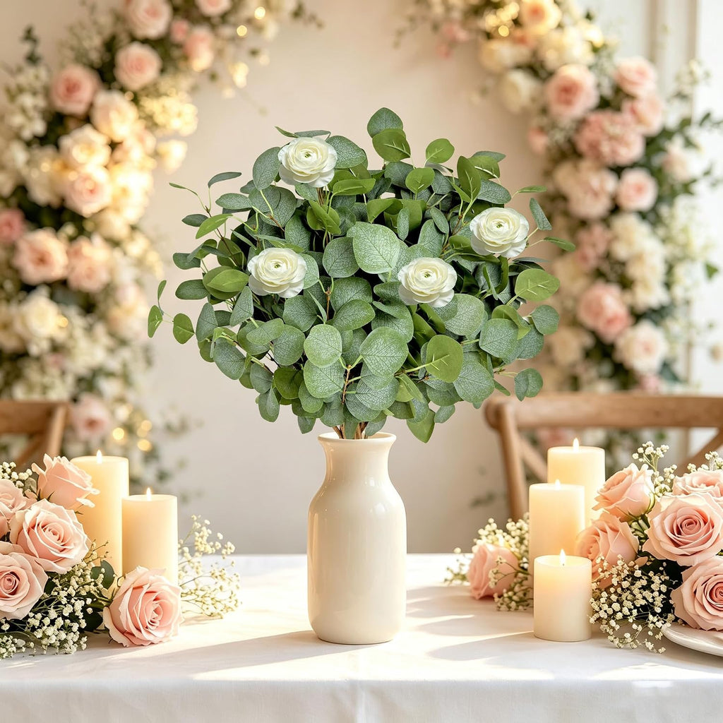 8Pcs Artificial Eucalyptus Stems, Faux Greenery Branches for Vase Decor-003