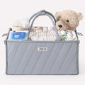 Baby Boy Essentials Diaper Caddy Organizer – Portable Storage Basket with Shoulder Strap & Stroller Hooks, Splashproof Quilted Nursery & Car Tote, Baby Gifts for Baby Shower, Classic Blue