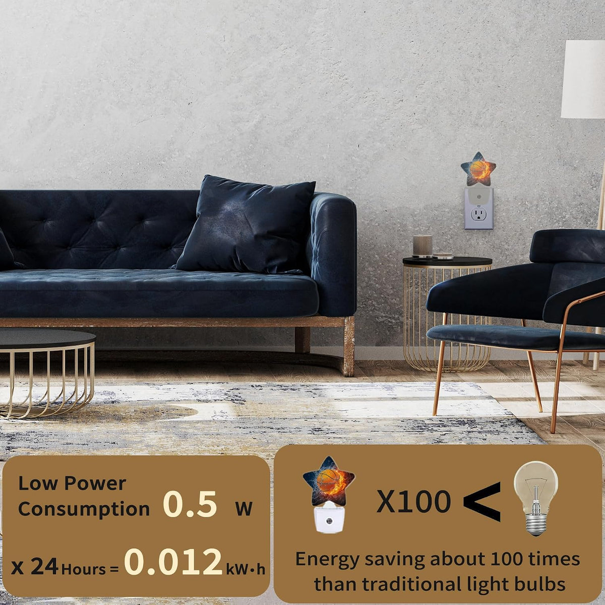 Basketball Fire Night Lights Plug into Wall with Dusk to Dawn Sensor,Lamp for Bedroom Bathroom Hallway Nightlight for Women Girls