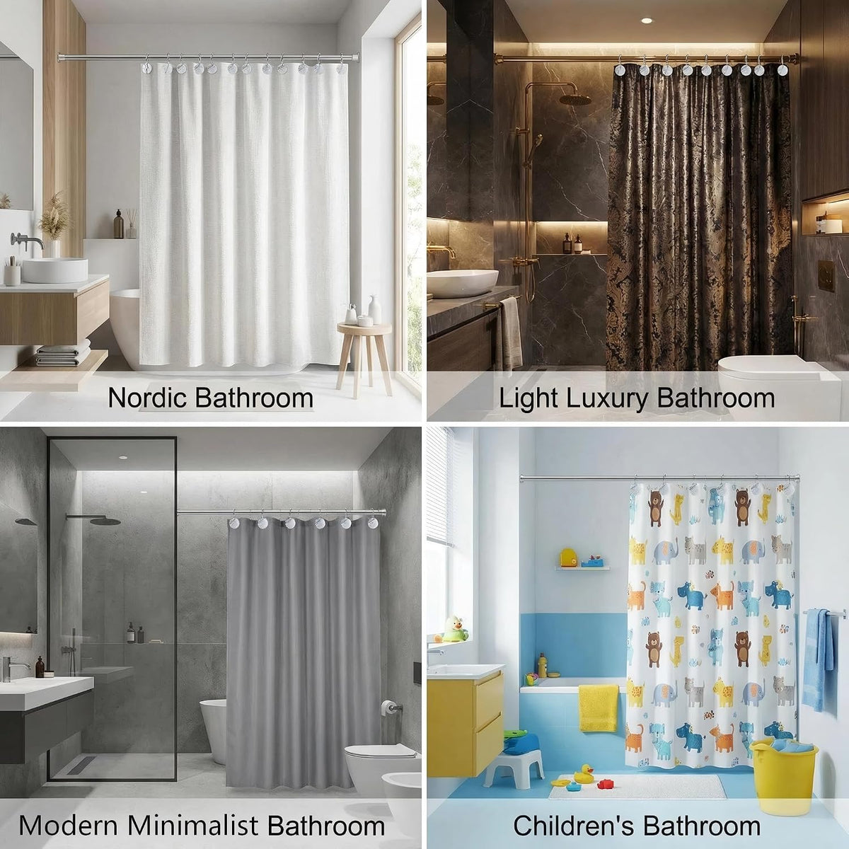 12 Pc Marble Shower Curtain Hooks Rustproof Resin Decorative Curtain Rings
