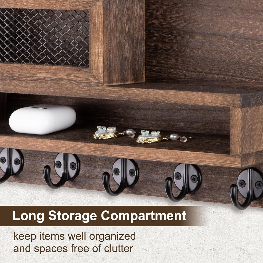 Key Holder for Wall, Mail Organizer with Storage Compartment